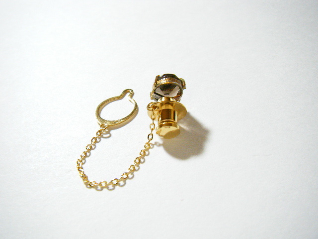 ★茶水晶 最大幅 10mm×8mm タイピン タイタック ゴールドカラー【OM41】_画像5