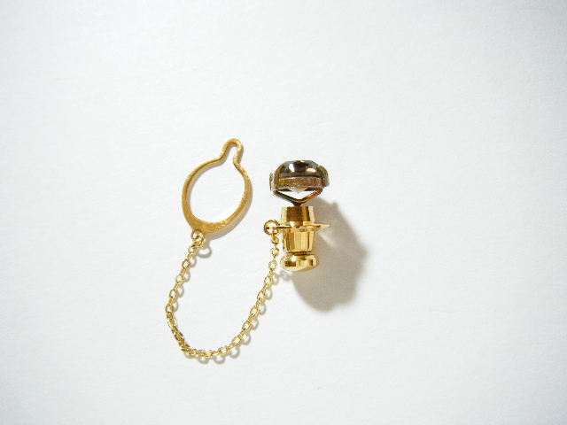 ★茶水晶 最大幅 10mm×8mm タイピン タイタック ゴールドカラー【OM41】_画像4