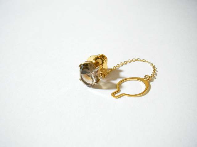 ★茶水晶 最大幅 10mm×8mm タイピン タイタック ゴールドカラー【OM41】_画像2