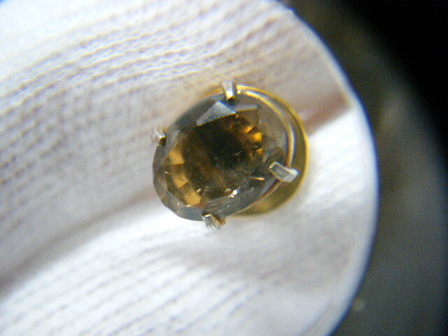 ★茶水晶 最大幅 10mm×8mm タイピン タイタック ゴールドカラー【OM41】_画像7