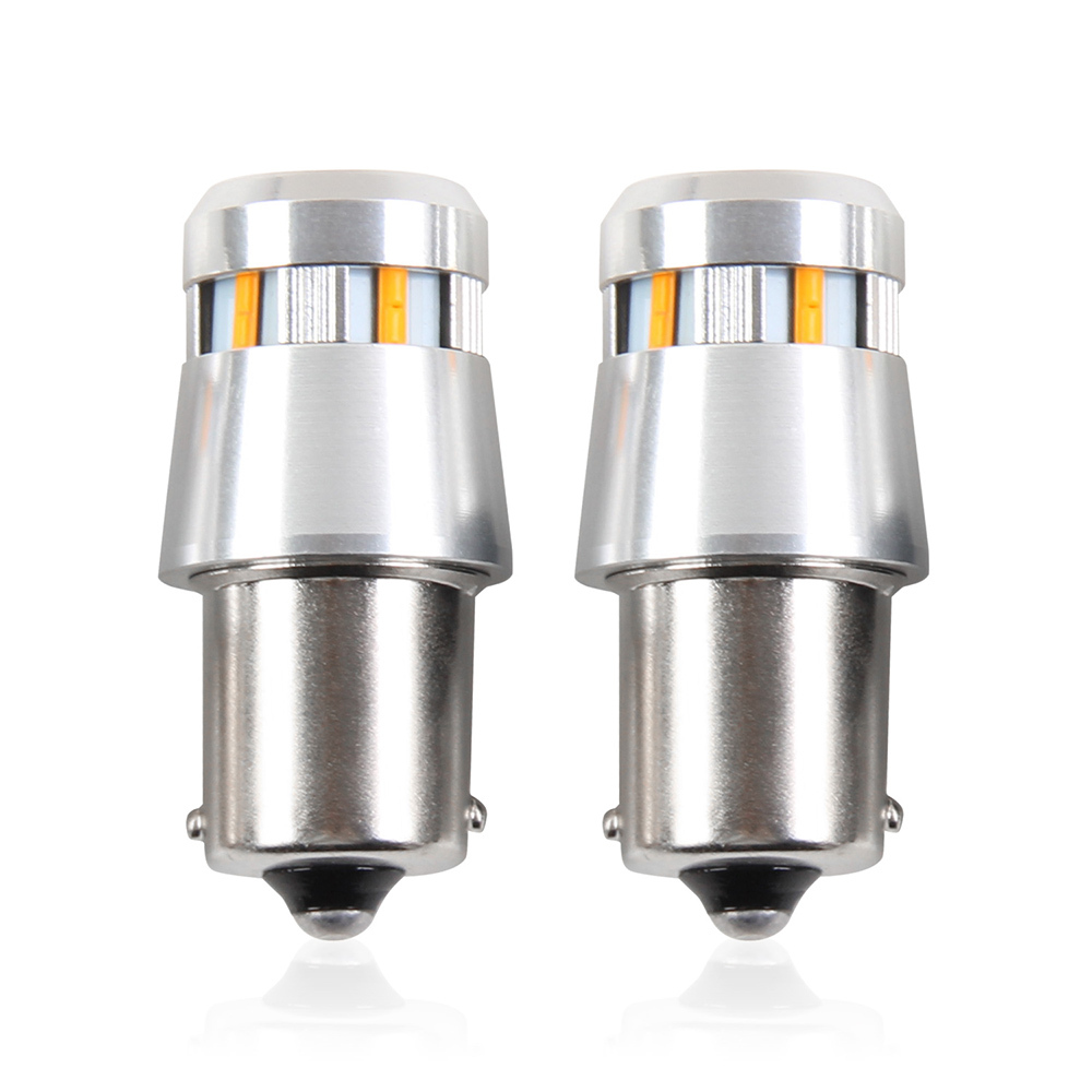 2個/セット S25 BA15S LEDウィンカーランプ ハイフラ防止機能付き 1200LM LEDバルブ 純正サイズタイプ 180°平行ピン アンバー 高輝度 Y961_画像1