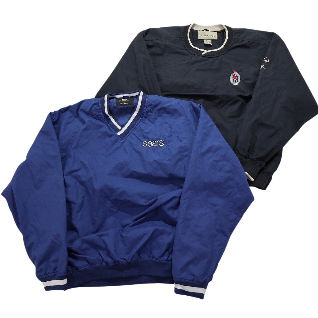 古着卸 まとめ売り プルオーバー ジャケット 8枚セット (メンズ M ) スムースポリ ハーフジップ 柄 ワンポイント MW3671 1円スタート