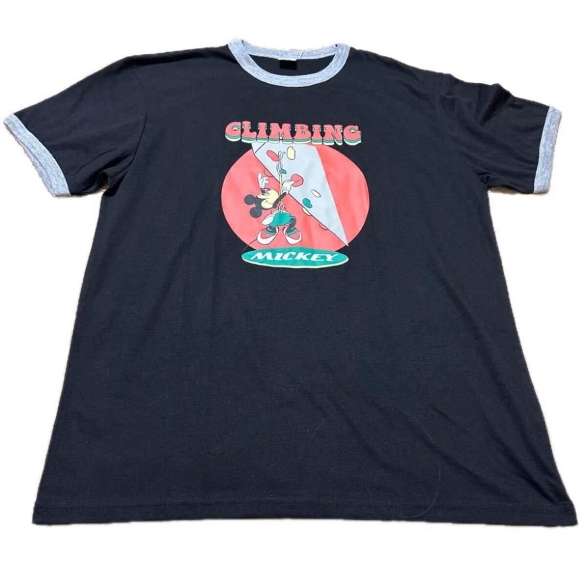ミッキーマウス クライミングTシャツ ブラック Lサイズ ディズニー スポーツ レトロ_画像1