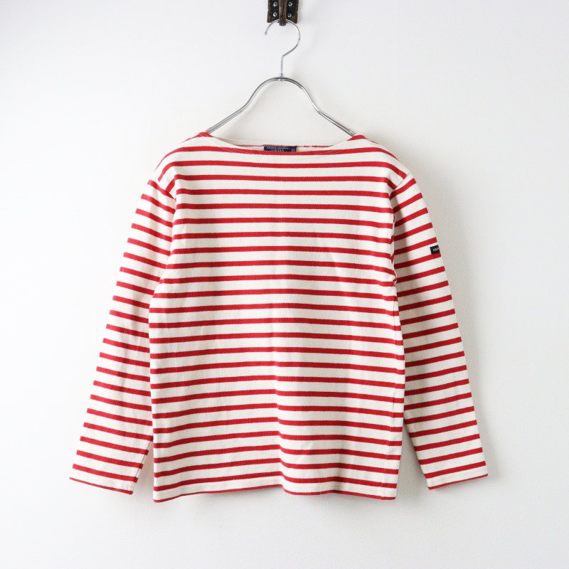 セントジェームス アトリエ SAINT JAMES L'ATELIER ボーダー バスクシャツ XXS エクリュXレッド/トップス【2400014506211】_画像1
