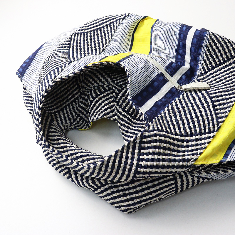 美品 トレンタセイ Trenta Sei パッチワーク切替 ハンドバッグ ネイビー/かばん カバン【2400014510133】_画像3