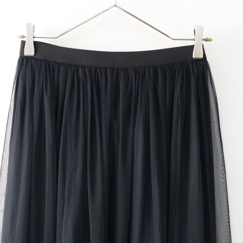 美品 ドリーシーン dolly-sean チュールリバーシブルスカート 1/ブラック ギャザー フレア ゴム ロング ヤマトドレス【2400014536072】_画像3