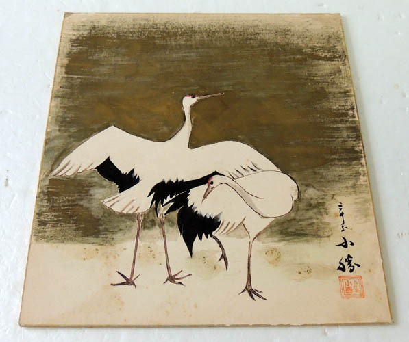 こ*よ様 希少【真作保証】　日本画家　市野龍起「鳥」　肉筆色紙絵画 こ*よ様 希少【真作保証】 日本画家 市野龍起「鳥」 肉筆色紙