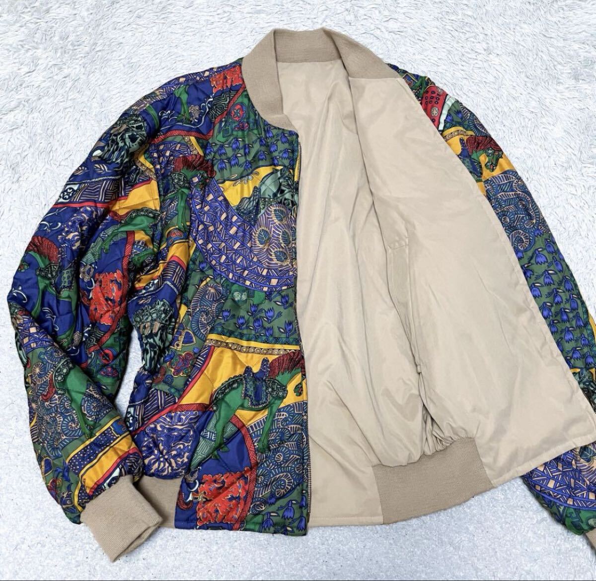 【希少!】HERMES リバーシブルジャケット 激レア!80-90s》 HERMES エルメス リバーシブル MA1 ボンバー