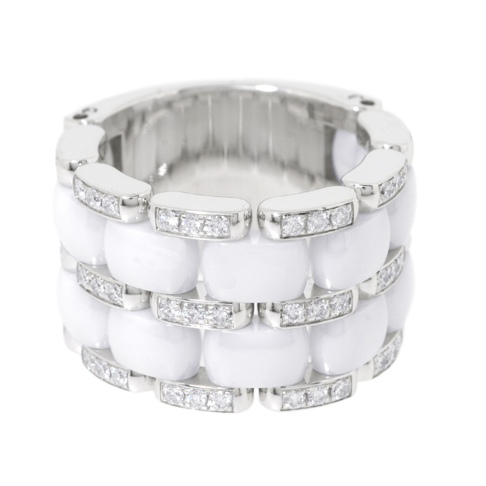 [中古] シャネル ウルトラ コレクション ダイヤモンド リング ラージモデル #50刻印 10号位 J2299 K18ホワイトゴールド セラミック CHANEL_画像1