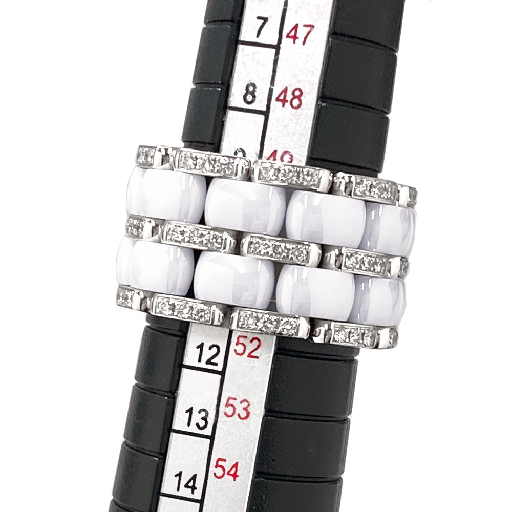 [中古] シャネル ウルトラ コレクション ダイヤモンド リング ラージモデル #50刻印 10号位 J2299 K18ホワイトゴールド セラミック CHANEL_画像6