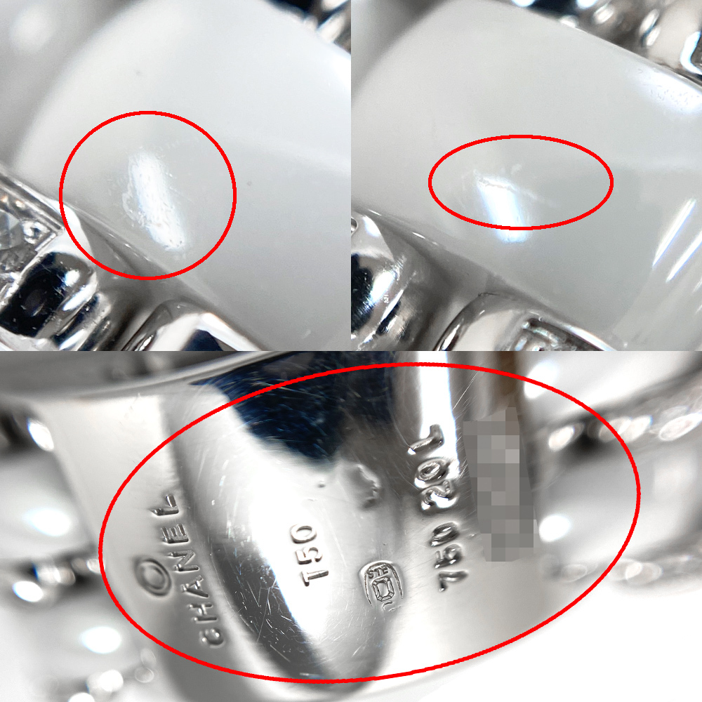 [中古] シャネル ウルトラ コレクション ダイヤモンド リング ラージモデル #50刻印 10号位 J2299 K18ホワイトゴールド セラミック CHANEL_画像8