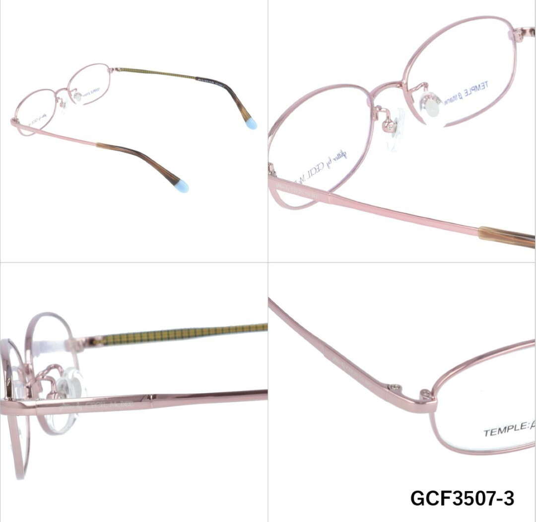 眼鏡/メガネ/度なし/伊達メガネ/フレーム/フルリム/CECIL McBEE/セシルマクビー/レア/貴重/ピンク/メタル/オーバル/チタン/_画像3