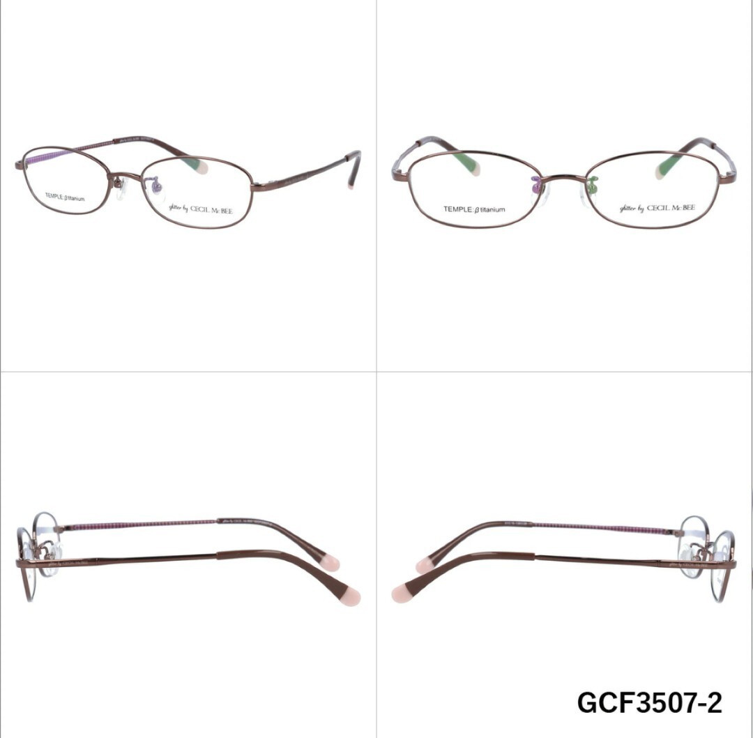 眼鏡/メガネ/度なし/伊達メガネ/フレーム/フルリム/CECIL McBEE/セシルマクビー/レア/貴重/ブラウン/チェック/メタル/オーバル/チタン/_画像2