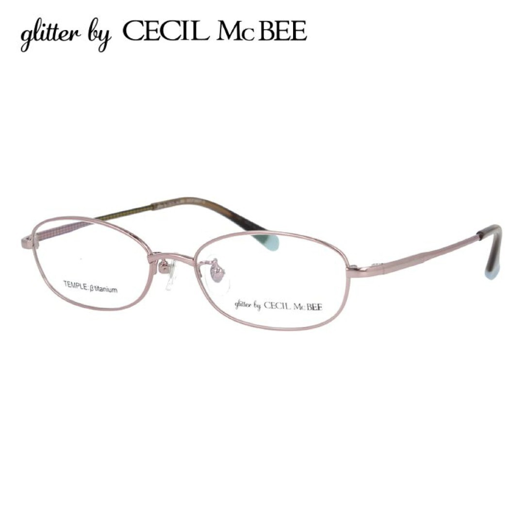 眼鏡/メガネ/度なし/伊達メガネ/フレーム/フルリム/CECIL McBEE/セシルマクビー/レア/貴重/ピンク/メタル/オーバル/チタン/_画像1
