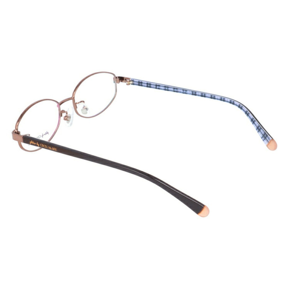 眼鏡/メガネ/度なし/伊達メガネ/フレーム/フルリム/CECIL McBEE/セシルマクビー/レア/貴重/金/ブラウン/花/プラスチック/メタル/_画像5