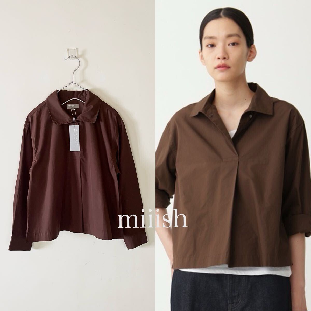 新品タグ付 MARGARET HOWELL マーガレットハウエル コットンポプリン襟付きシャツ 34,100円