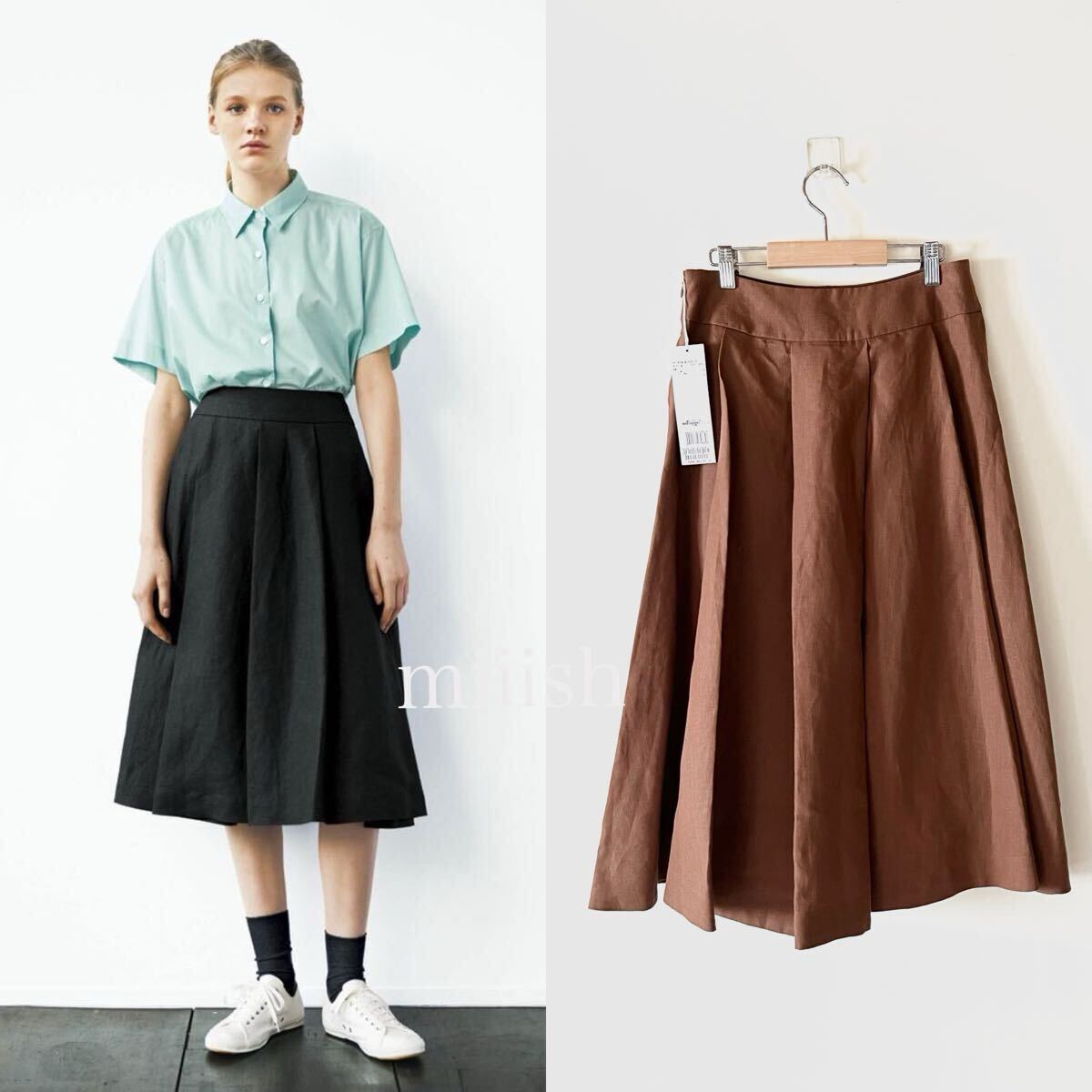 プリーツスカート マーガレットハウエル 新品タグ付 MARGARET HOWELL マーガレットハウエル リネン100