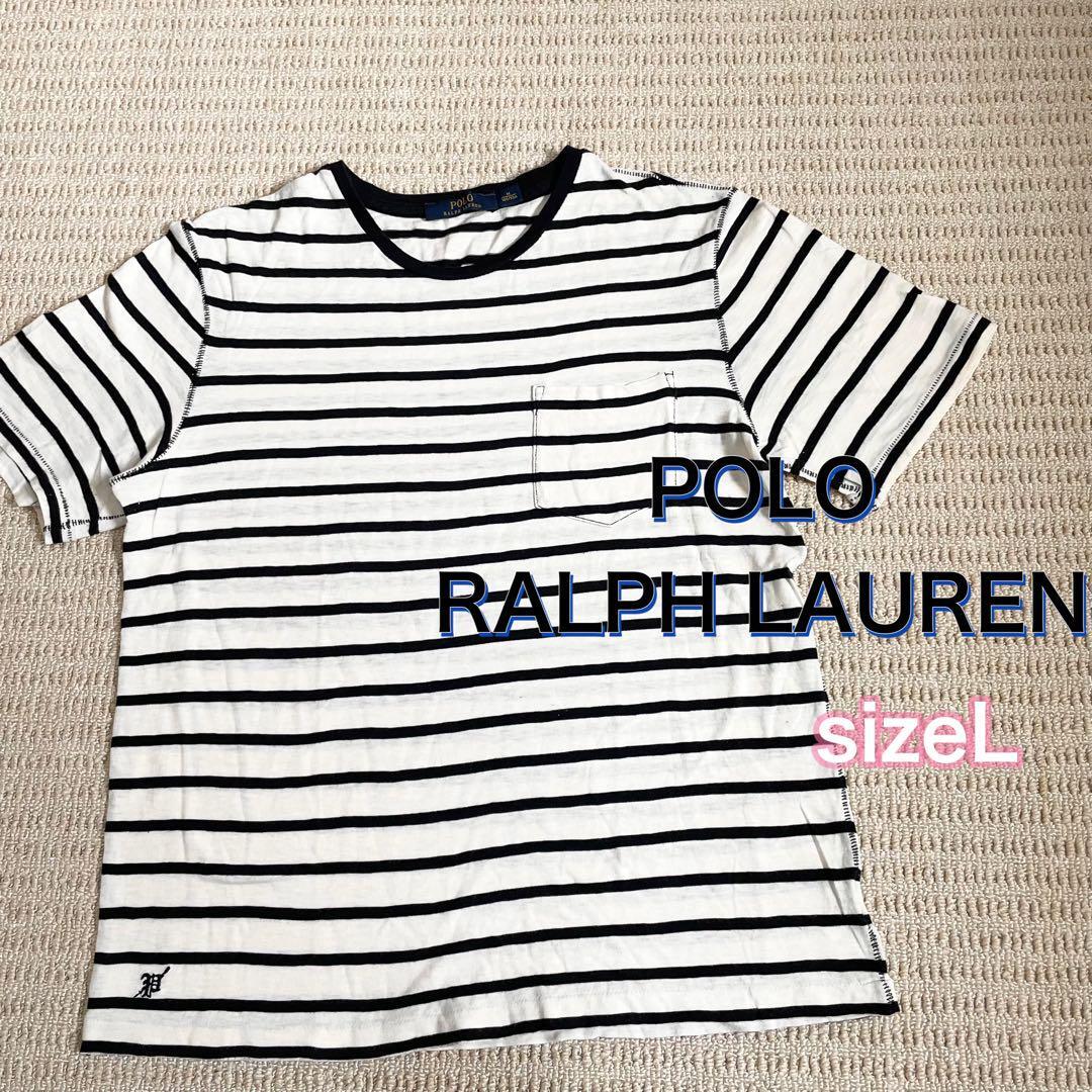 大きなサイズ Polo Ralph Lauren ジャージー丸首ボーダーTシャツ サイズL ポロラルフローレン 半袖 Tシャツ ボーダー 丸首|Yahoo