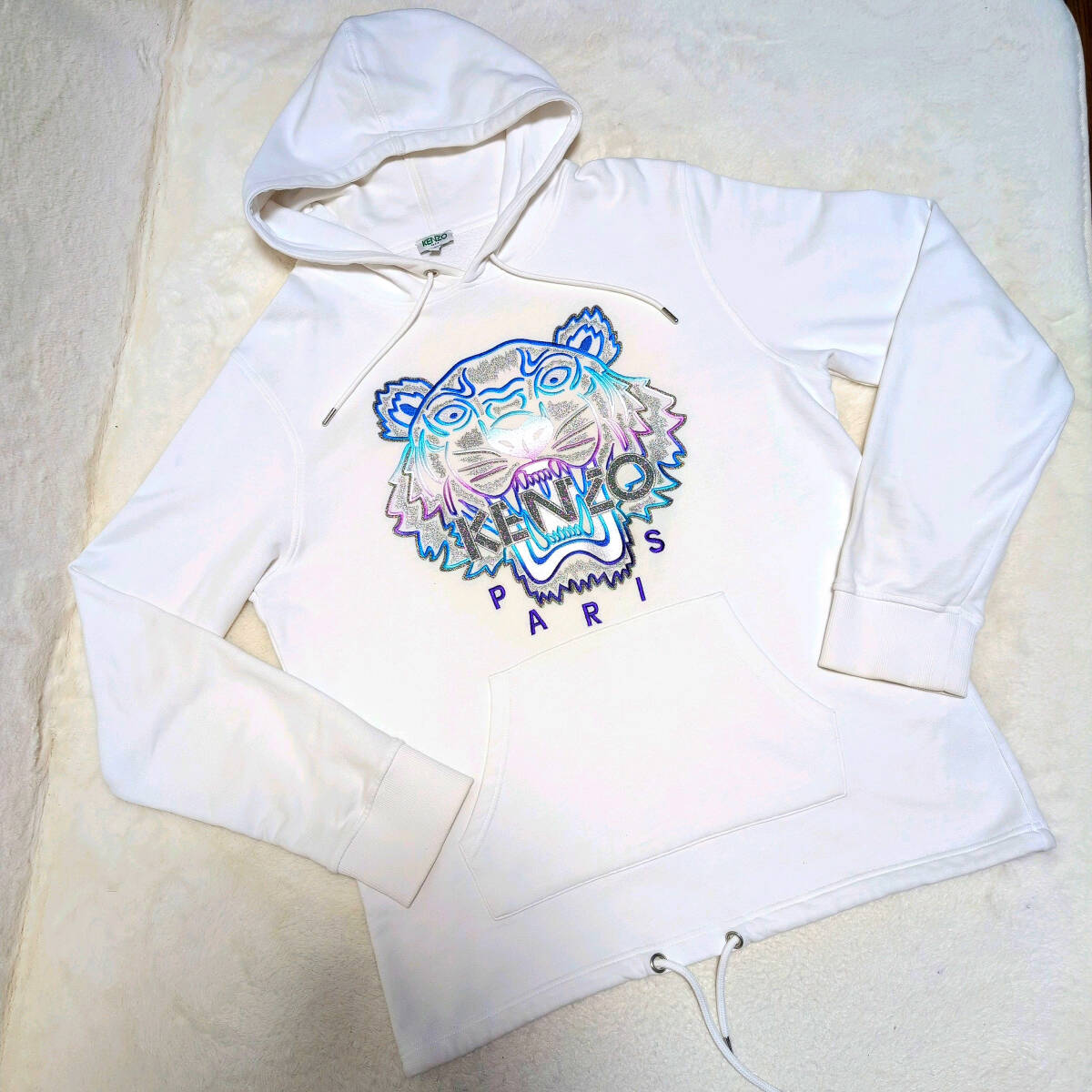 【Kenzo】ケンゾー 背面タイガー刺繍 コットン フーディ ☆美品☆グリッターラメ刺繍☆】KENZO ケンゾー タイガー