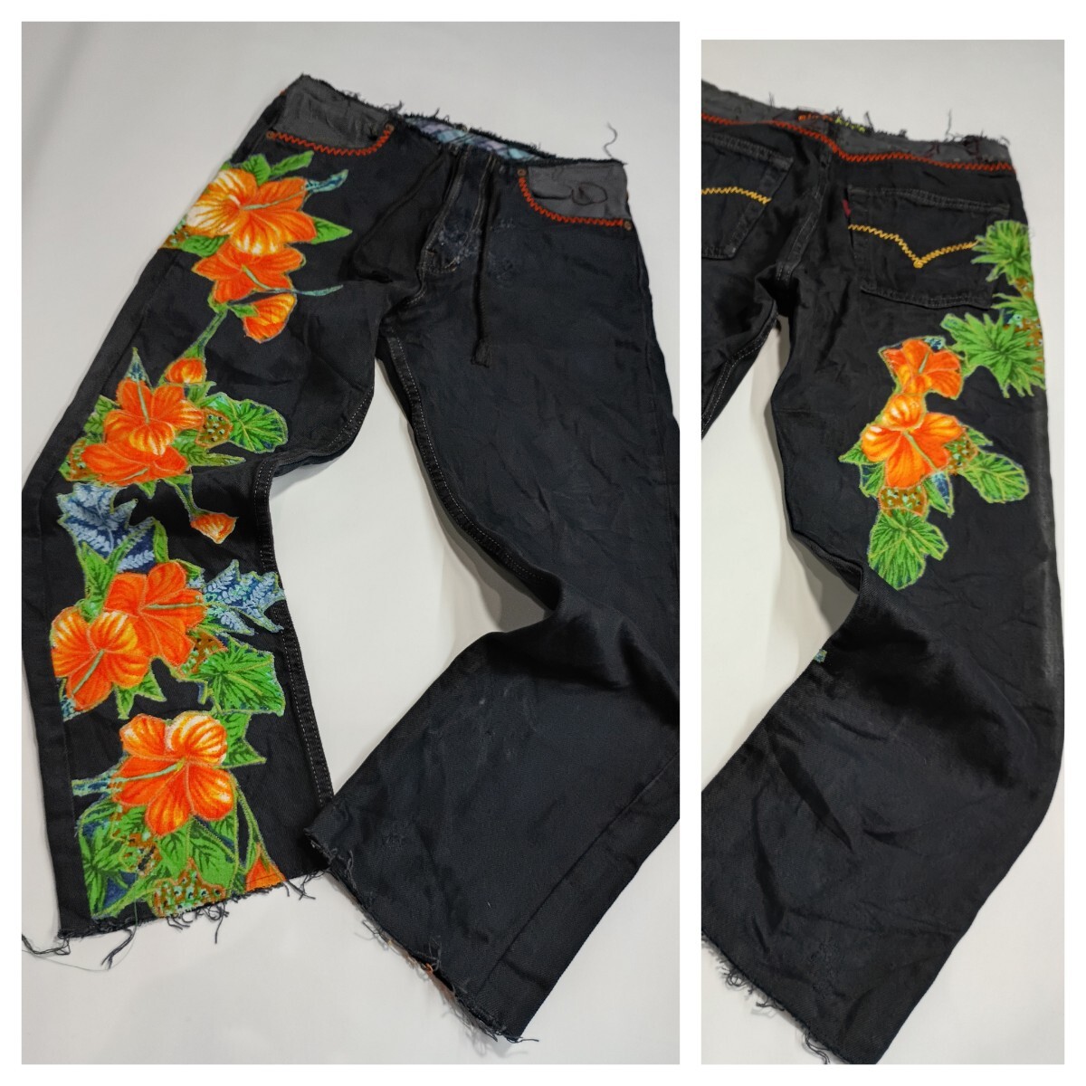 90's Levi's リーバイス　USA製 501 rich hippie リッチヒッピー　リメイクデニム　ブラックデニム　ジーンズ　パンツ　W27 L32約71cm 1998