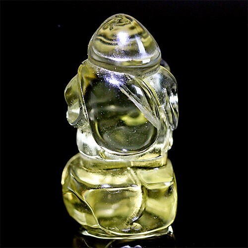 〔D145-1〕透明 高さ約35-43mm 彫刻品 シトリン 大黒天 置物 五穀豊穣 家産増進 子孫繁栄 天然石【ランダム発送】_画像3