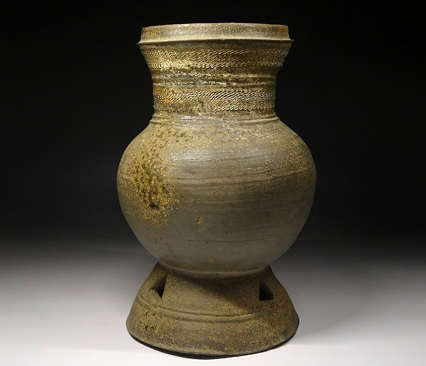 朝鮮美術 須恵器 新羅土器 新羅無釉土 6点まとめて V 8342A 緑屋k□ 朝鮮美術 新羅 自然釉 高脚 長頸壷 須恵器 高麗 時代物