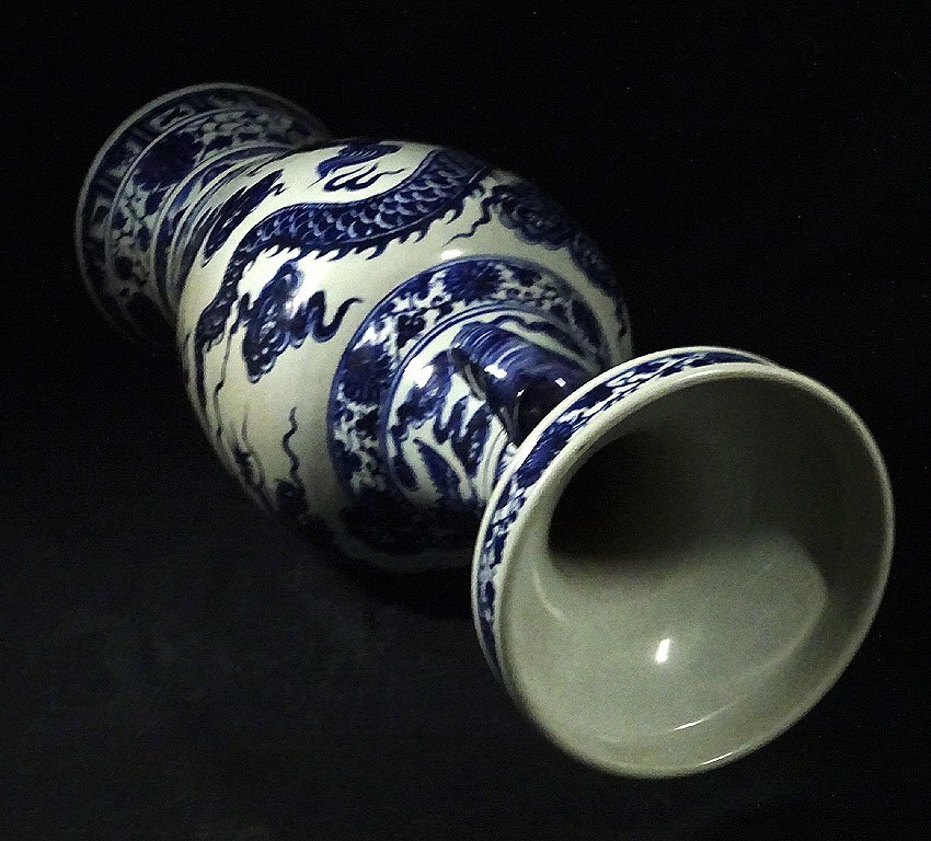 中国古玩 染付 双耳 大花瓶 高約43.2cm 清朝 時代物 中国美術 花瓶 緑屋h□ 中国古玩 元染付 双象耳 大花瓶 壺 高約62.5cm 唐物