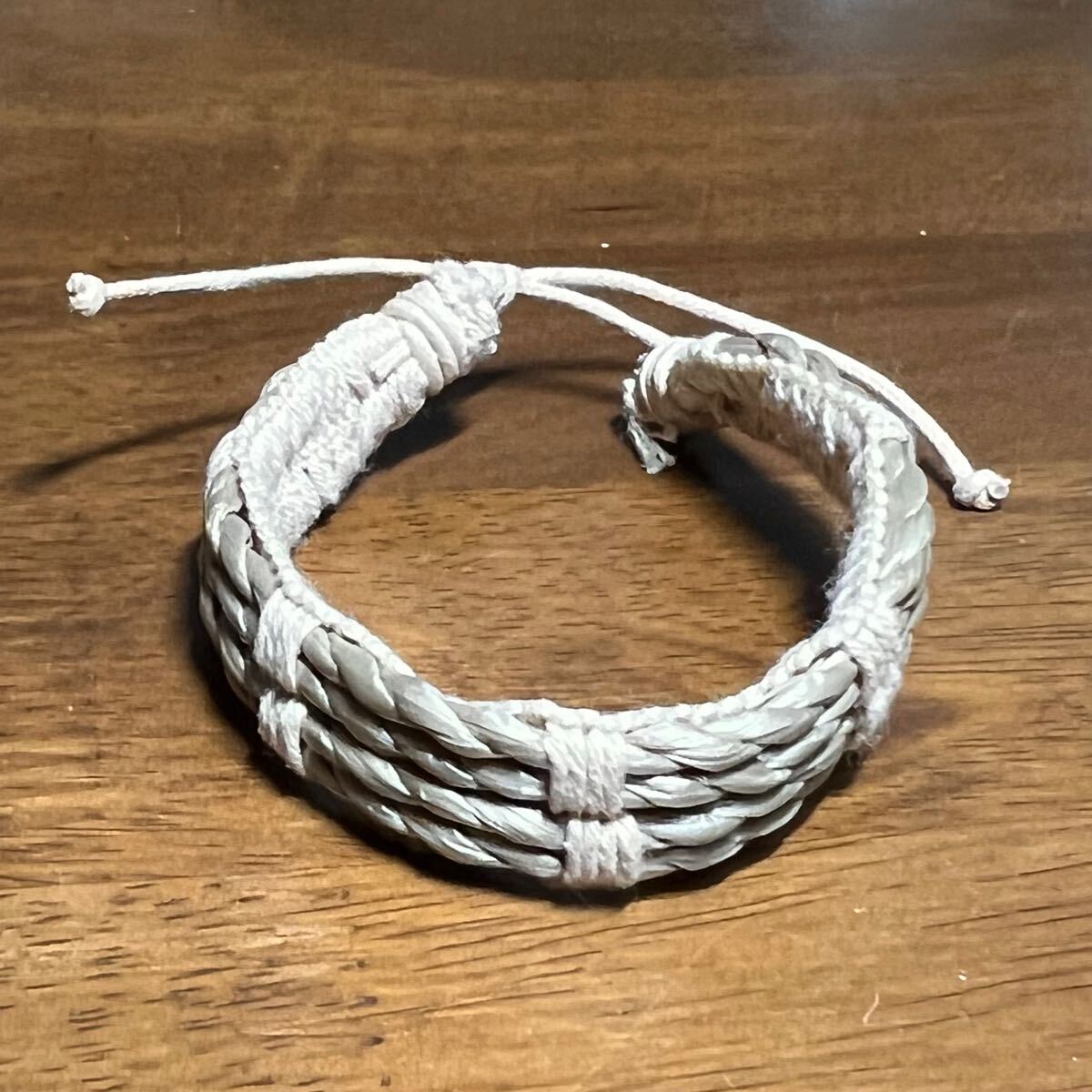 3712ベージュ⑥、ブラック⑤、2色 セット レザー 編み紐ブレスレット ハンドメイド アクセサリー_画像2