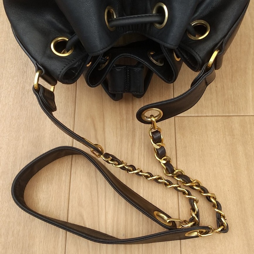 正規(guī)品 CHANEL シャネル ヴィンテージ ショルダーバッグ ラムスキン チェーンショルダーバッグ 巾著 トリプルココ
