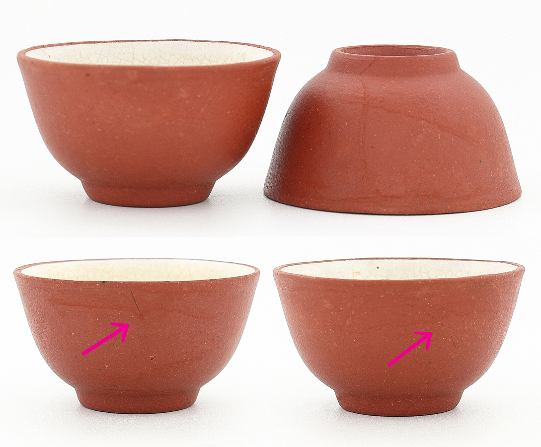 【梟】中国 宜興 時代 朱泥 茶杯 4客 茶盆 ミニサイズ 茶器 汲み出し 煎茶碗 茶托 急須台 瓶台 煎茶道具 雛道具 ミニチュア 紫砂 紫泥 古玩_画像5