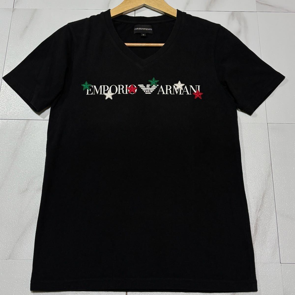 EMPORIO ARMANI - ロゴ 刺繍 半袖Tシャツ 美品/ Lサイズ相当 EMPORIO ARMANI エンポリオアルマーニ 半袖 T