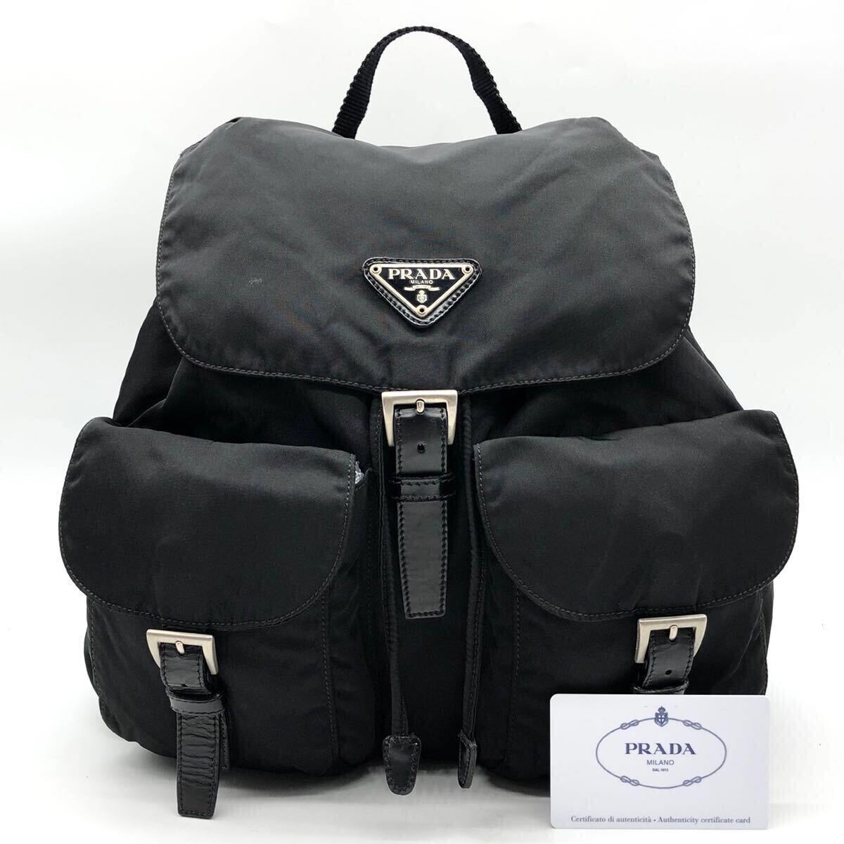 【美品】プラダ ミニリュック 三角ロゴ シルバー金具 ポコノ ナイロン 90s 3967【美品】PRADA プラダ リュックサック バックパック ポコノ