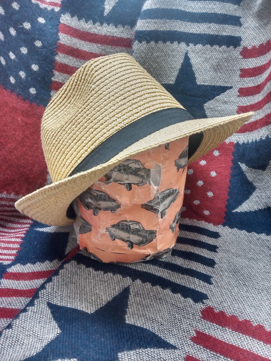 【送料無料 即決】（新品）やや大きめ 天然 中折れハット（天然色ベージュ）帽子 / 男女兼用 春夏 定番 サイズ調整付き 少し大きい 59cm　_画像3