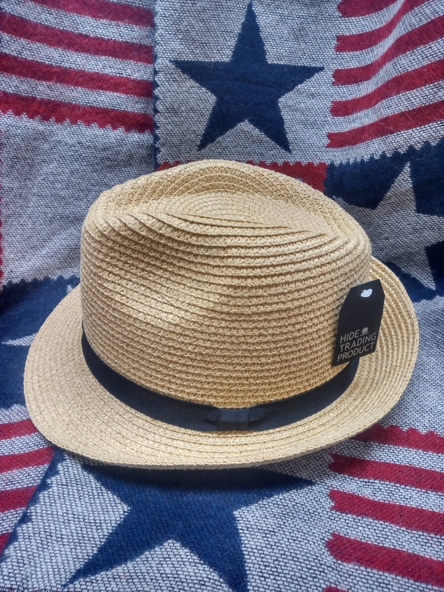 【送料無料 即決】（新品）やや大きめ 天然 中折れハット（天然色ベージュ）帽子 / 男女兼用 春夏 定番 サイズ調整付き 少し大きい 59cm　_画像5
