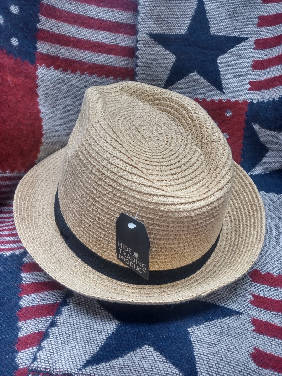 【送料無料 即決】（新品）やや大きめ 天然 中折れハット（天然色ベージュ）帽子 / 男女兼用 春夏 定番 サイズ調整付き 少し大きい 59cm　_画像6