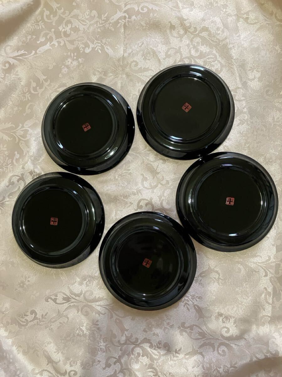 【未使用品】琉球角萬漆器 銘々皿5枚 送料無料 未使用品】琉球角萬漆器 銘々皿5枚 送料無料