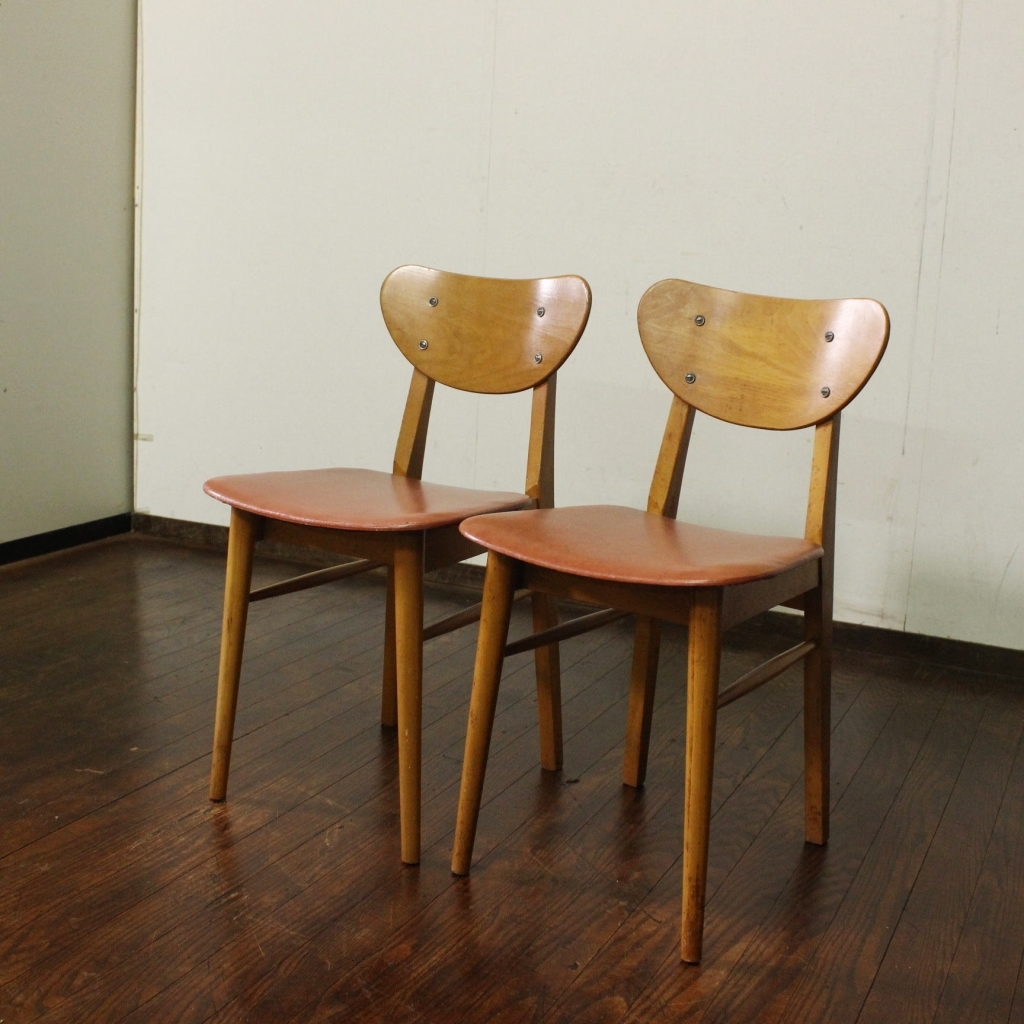 昭和レトロ 木製 手作り 曲木椅子 古民家 古道具 当時物 新入荷!秋田木工 木製イス・2脚 椅子 ダイニングチェア 曲木