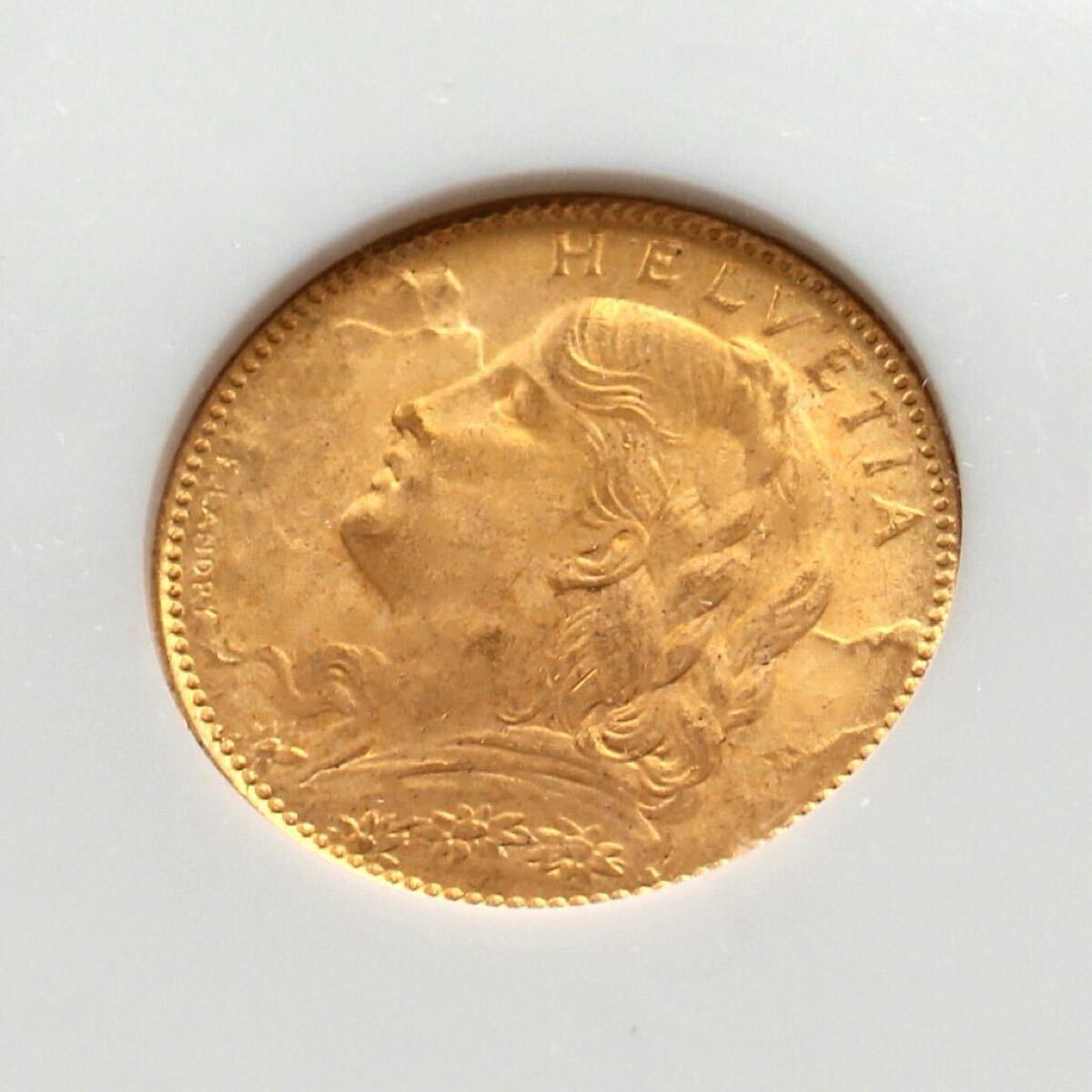 1922年 スイス ブレネリ アルプスの少女 10フラン 金貨 NGC MS65 1922年 スイス ブレネリ アルプスの少女 10フラン 金貨 NGC MS65