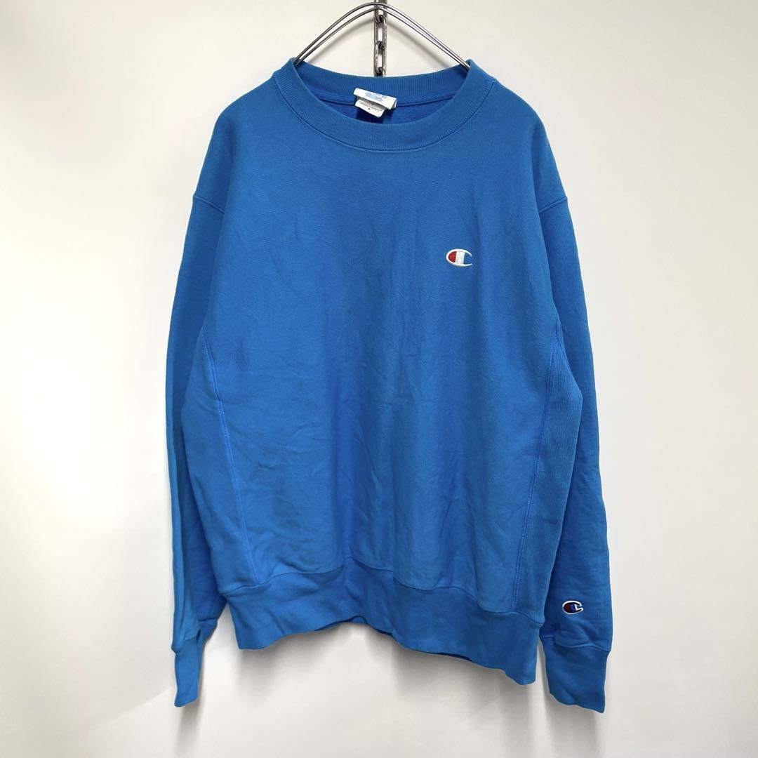 Champion リバースウィーブ トレーナー ライトブルー 古着 Champion リバースウィーブ スウェット ライトブルー メンズM