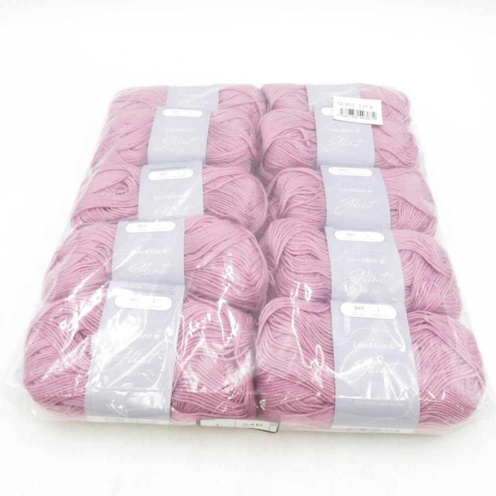 毛糸 LOVE&KNIT GLINT グリント 10玉セット 1番色 パープル系 1玉30g巻 約100m ポリエステル100% 秋冬毛糸 未使用品_画像1