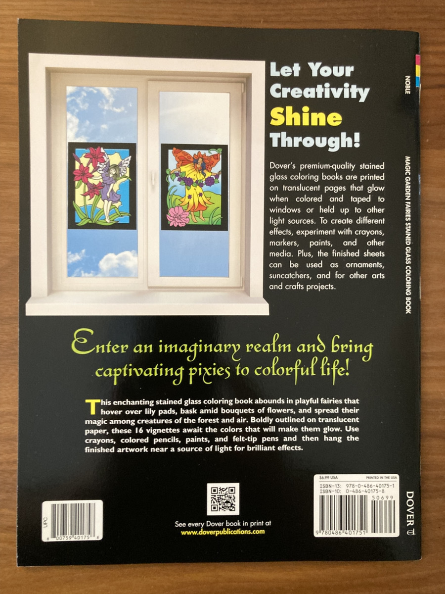 8冊まで同額送料ステンドグラス風　【魔法の庭の妖精 Magic Garden Fairies 】 ぬりえ　デザインブックのにも！　ぬり絵・塗り絵_画像3