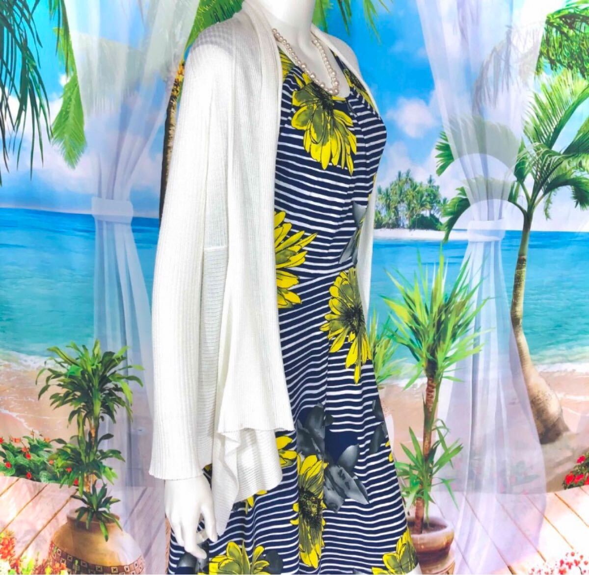 新品　Fas Fas Paris ヒマワリネイビーボーダーワンピース　XS-S_画像7