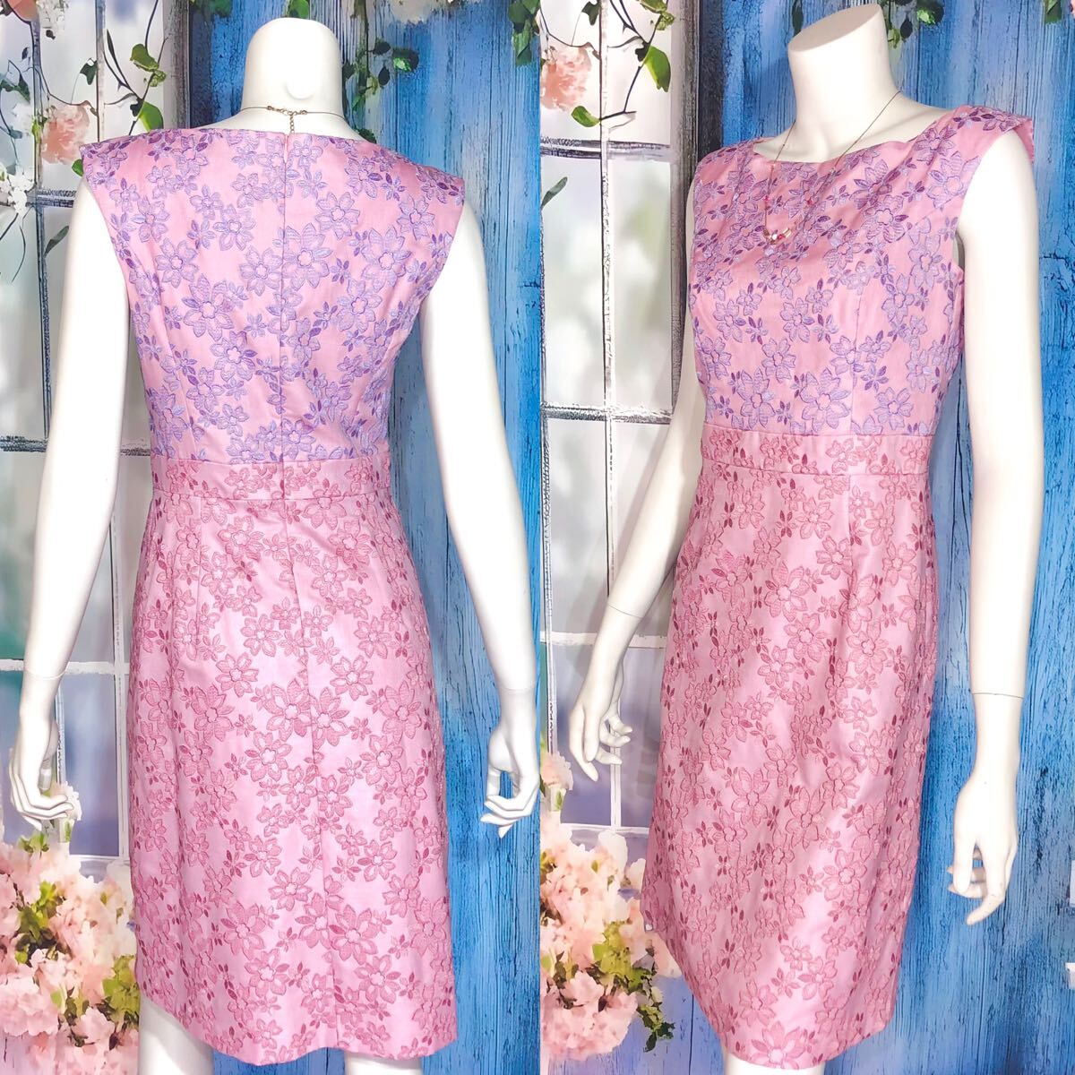 TOCCA ピンクパープルフラワーレースワンピース　S_画像3