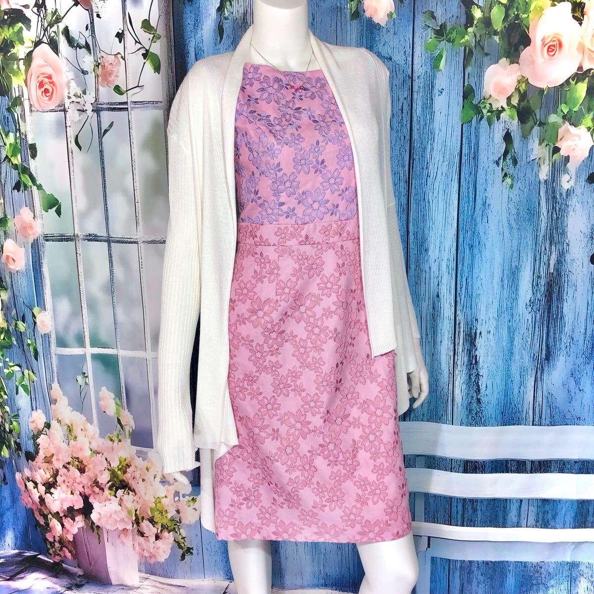 TOCCA ピンクパープルフラワーレースワンピース　S_画像4