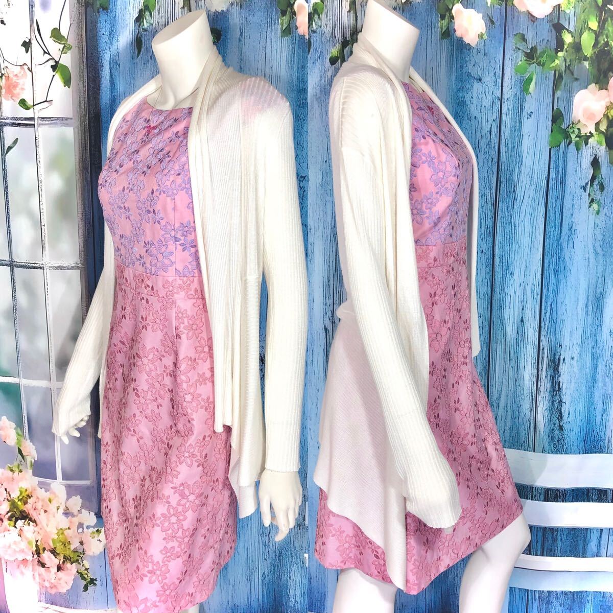 TOCCA ピンクパープルフラワーレースワンピース　S_画像5