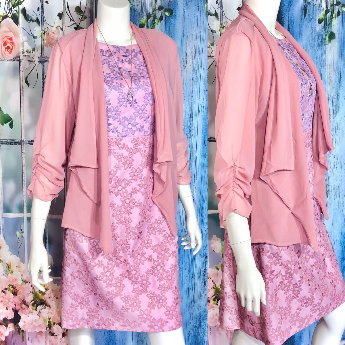 TOCCA ピンクパープルフラワーレースワンピース　S_画像8