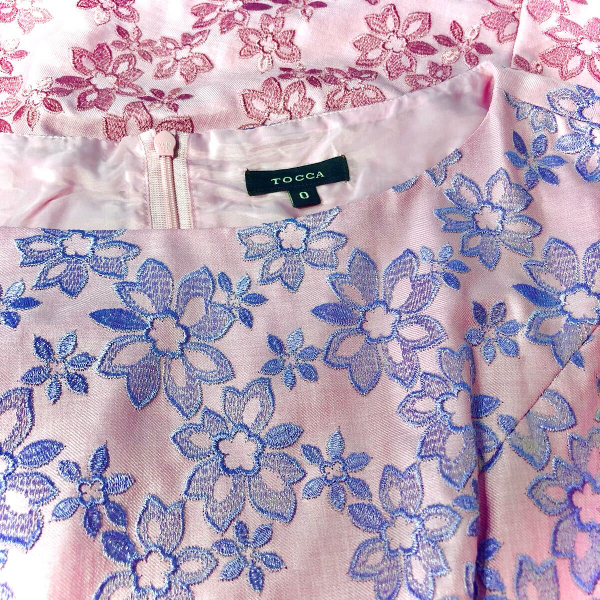 TOCCA ピンクパープルフラワーレースワンピース　S_画像9