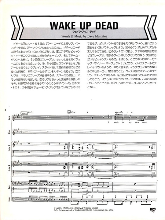 Band Score частота * оценка MEGADETH mega tesBest лучший Marty Friedmanma-ti* Freed man гитара & основа. tab. есть 