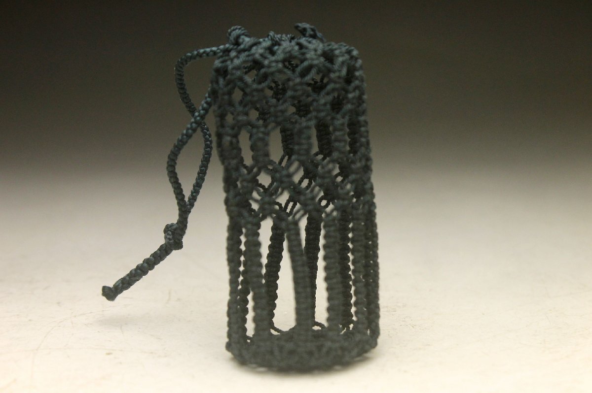 余韻】 中国美術 金線 有線七宝双雀唐草文茶巾入 茶巾筒 高6cm