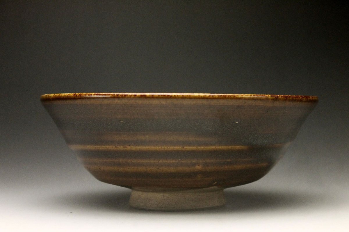 【余韻】 赤膚焼 飴釉 平茶碗★茶道具 無(wú)傷美品＜同梱可＞